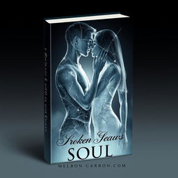 Design a book cover featuring two broken souls intertwined together in a kiss