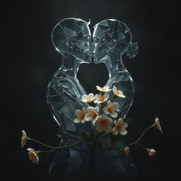 A poignant and emotional image of two broken souls intertwined together in a kiss