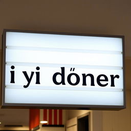 A signboard with the words 'iyi döner' written on it