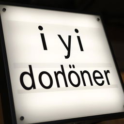 A signboard with the words 'iyi döner' written on it