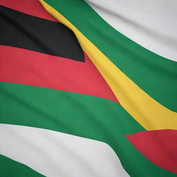 A vibrant backdrop featuring the Guyana flag with its unique design and colours of green, gold, white, black, and red.