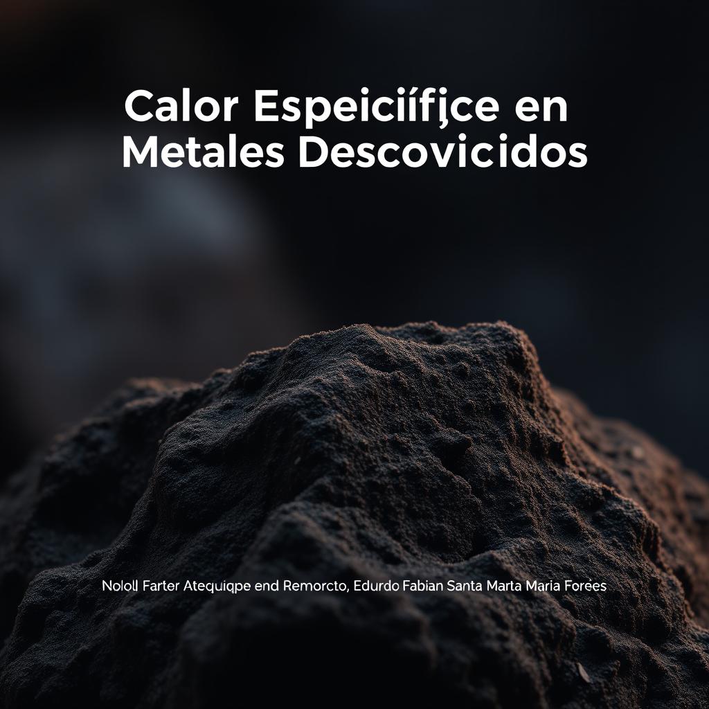 Create an informative cover page for a scientific report titled 'Calor Específico en Metales Desconocidos'