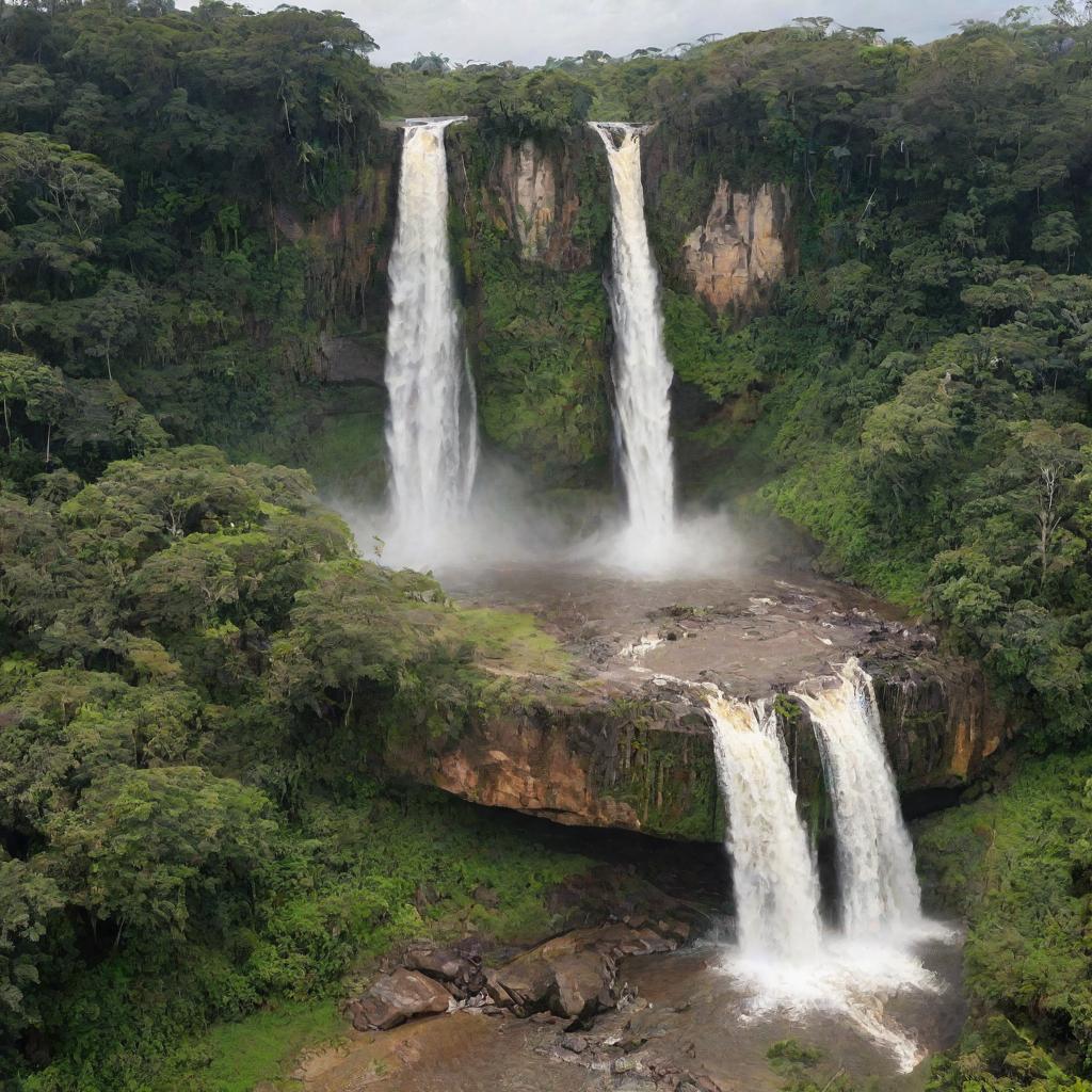 A picturesque backdrop showcasing the breathtaking natural beauty of Guyana, featuring lush rainforests, stunning waterfalls, and an exotic variety of wildlife.