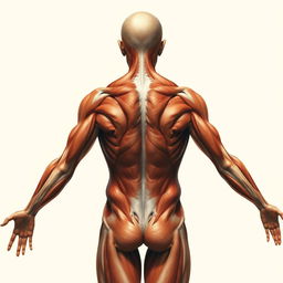 A detailed and realistic depiction of a human body, showcasing the muscles and anatomy in an artistic manner