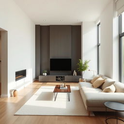 A serene and minimalist living room with a modern design