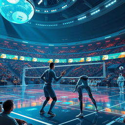 A futuristic volleyball game set in the Olympics of 2090