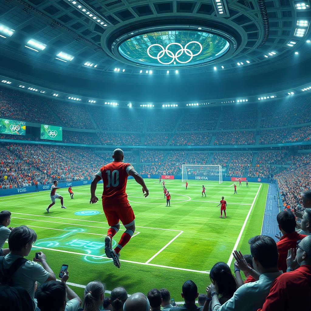 A futuristic soccer game set in the Olympics of 2090