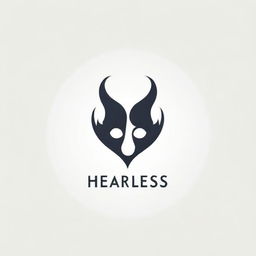 Design a logo with the word 'Heartless' featuring elements of coldness, emptiness, and a sense of darkness in a stylized and sleek fashion.