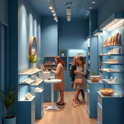 Design a small blue store specializing in imitation jewelry