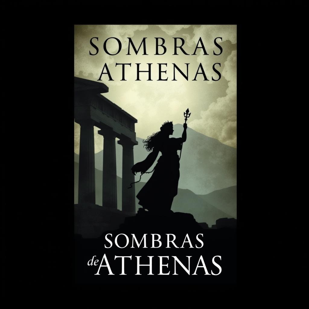 Create a book cover for a novel titled 'Sombras de Athenas'