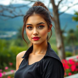A young woman with an attractive figure