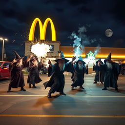 A group of autistic wizards causing havoc in a McDonald's parking lot at 4 am