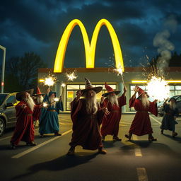 A group of autistic wizards causing havoc in a McDonald's parking lot at 4 am