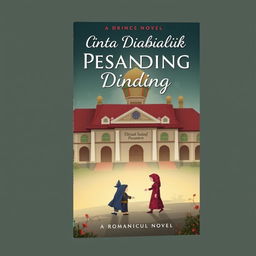 A beautiful book cover for a romance novel titled 'Cinta Dibalik Dinding Pesantren'