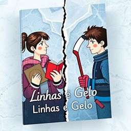 A book cover divided into two parts by a crack in the ice, representing the tension between two characters, Sarah and Vinnie