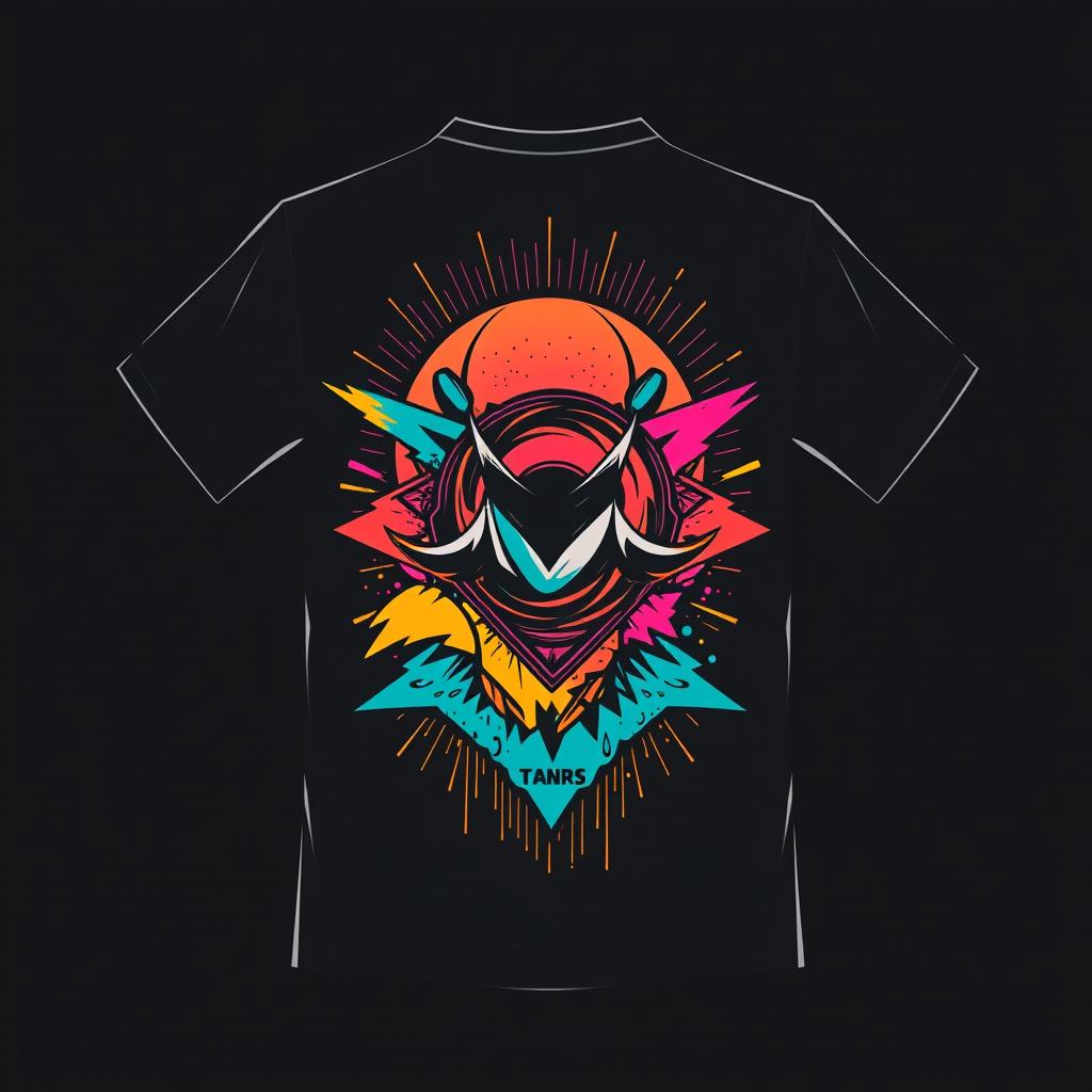 Create a t-shirt design featuring creative and modern graphics for both the front and back