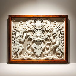 Create an artwork exhibition poster featuring traditional Balinese wayang