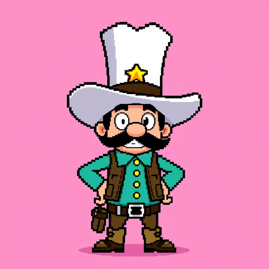 Create an image of Doug Dimmadome, the iconic character from The Fairly OddParents, in a pixel art style