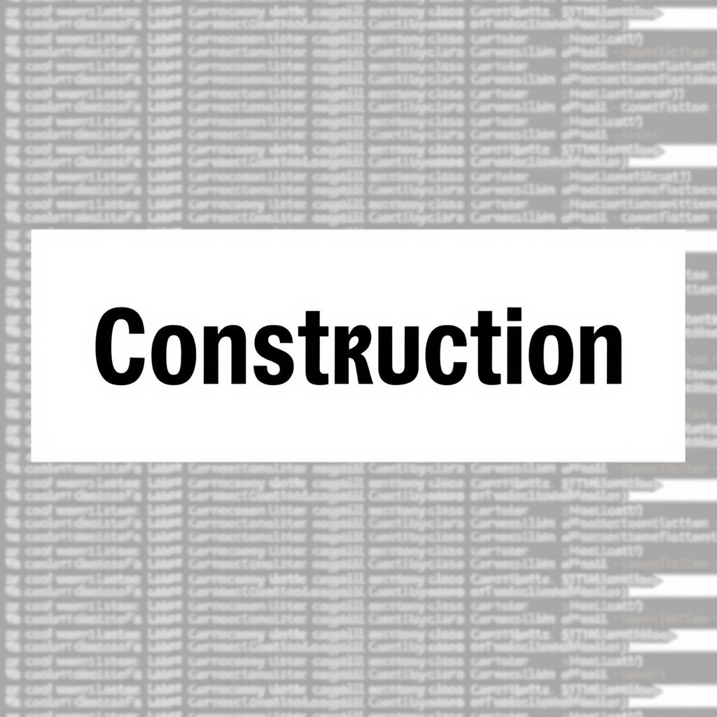 A white background with the text 'Under Construction' in black, with HTML code in the background