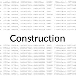 A white background with the text 'Under Construction' in black, with HTML code in the background