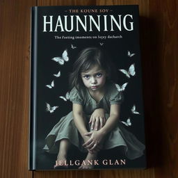 A haunting book cover depicting a young girl with a sad expression, seated in a dark, oppressive environment