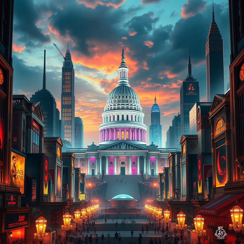 A vivid and detailed depiction of The Capitol from The Hunger Games