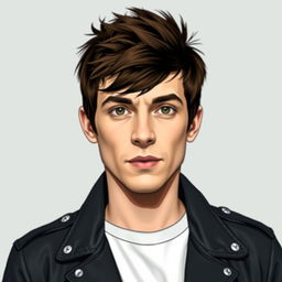 A detailed and realistic portrait of Alex Turner, the lead singer of Arctic Monkeys, in a stylish and modern setting