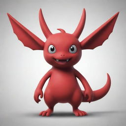 A friendly-looking pokemon inspired by satanic symbolism, but without any offensive or scary elements. It should be predominantly red, with dark accents and mythical features.