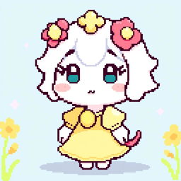 A pixel art depiction of Chiffon from Sanrio, with a gender-neutral appearance