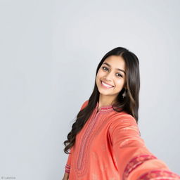 A beautiful girl taking a selfie while wearing a stylish kurta