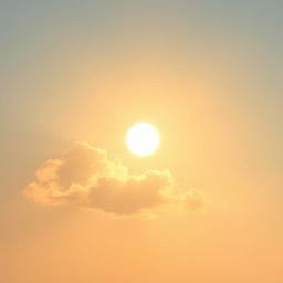 A serene and beautiful depiction of the sun (sol) in a clear sky, radiating warm, golden light