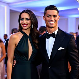 Uma imagem mostrando uma atriz famosa ao lado do jogador de futebol Cristiano Ronaldo