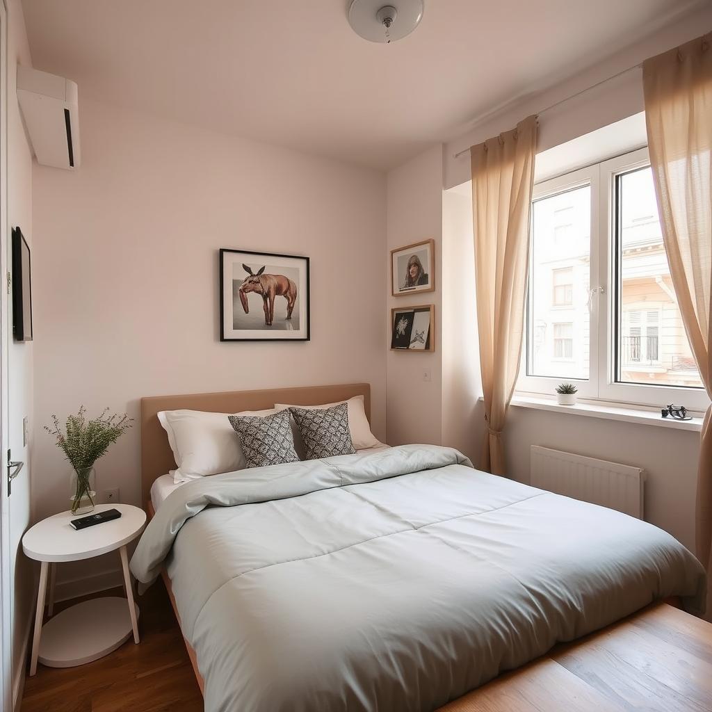 A cozy Airbnb bedroom of 15 square meters without windows