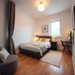 A cozy Airbnb bedroom of 15 square meters without windows