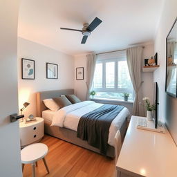 A cozy Airbnb bedroom of 15 square meters without windows