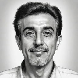 Generate an artistic sketch portrait of a man named Alireza Khosravani.