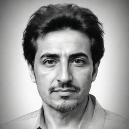 Generate an artistic sketch portrait of a man named Alireza Khosravani.