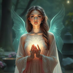 Crie uma imagem de uma linda mulher que é um espírito treinado