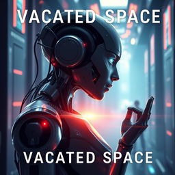 Create a book cover for a science fiction novel titled 'Vacant Space' about AI and humanity