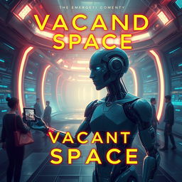 Create a book cover for a science fiction novel titled 'Vacant Space' about AI and humanity