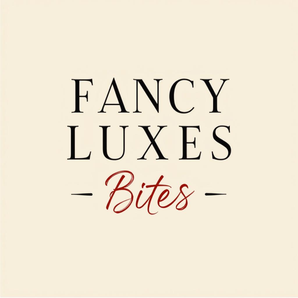 Diseña un logotipo elegante y moderno para el restaurante 'Fancy Luxe Bites' usando los colores Rosa Pálido, Verde Menta, Beige Claro, Rosa Coral y Crema