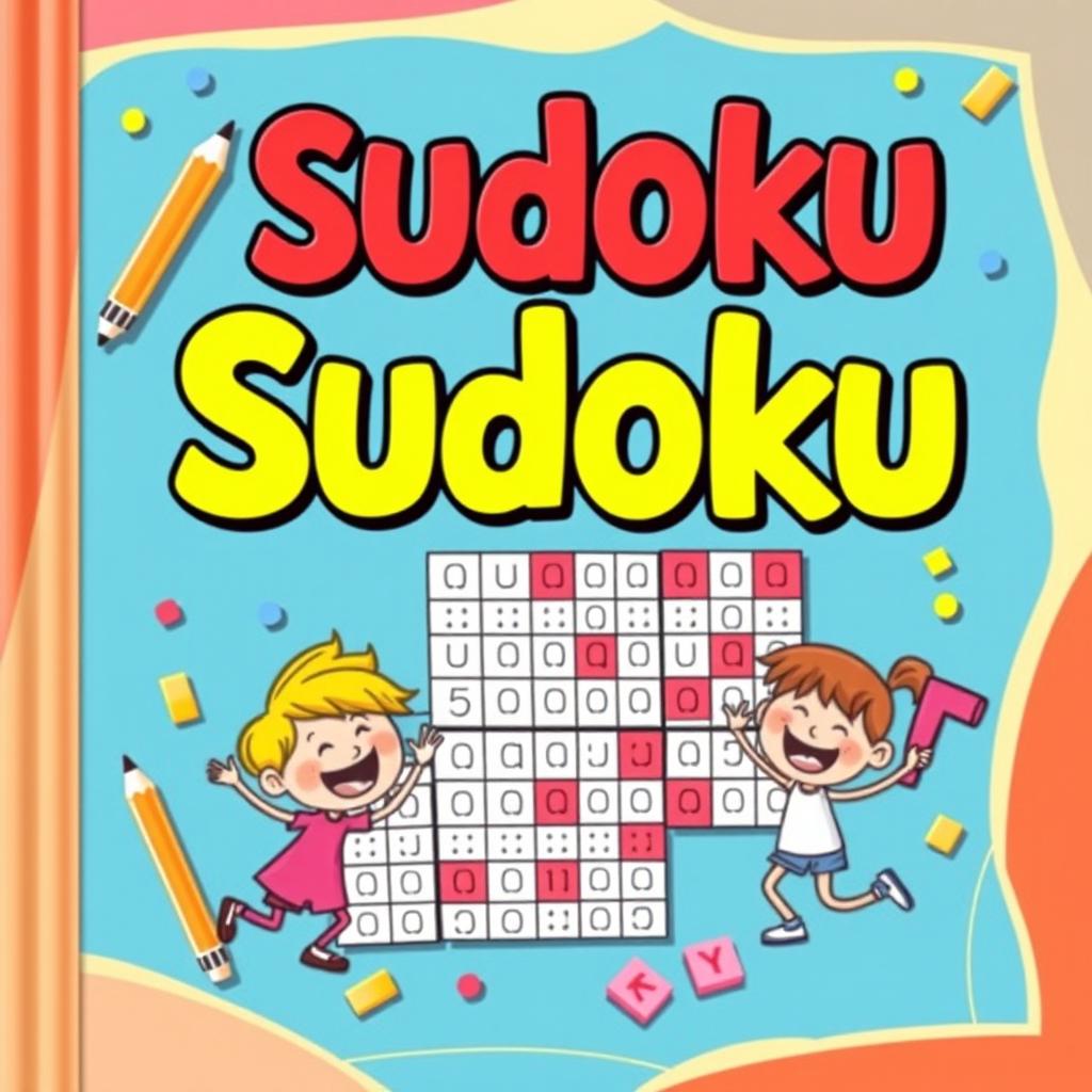 A vibrant and engaging activity book cover featuring Sudoku puzzles