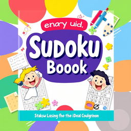 A vibrant and engaging activity book cover featuring Sudoku puzzles