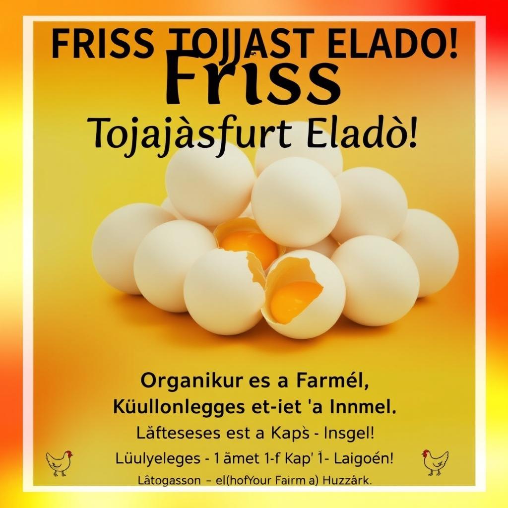 Design a visually appealing poster advertising cluster eggs for sale in Hungary