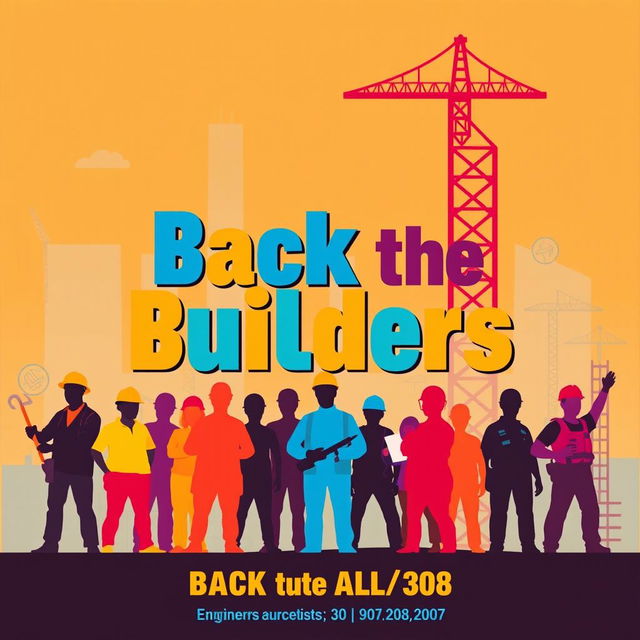 Design a vibrant and engaging poster with the title 'Back the Builders'