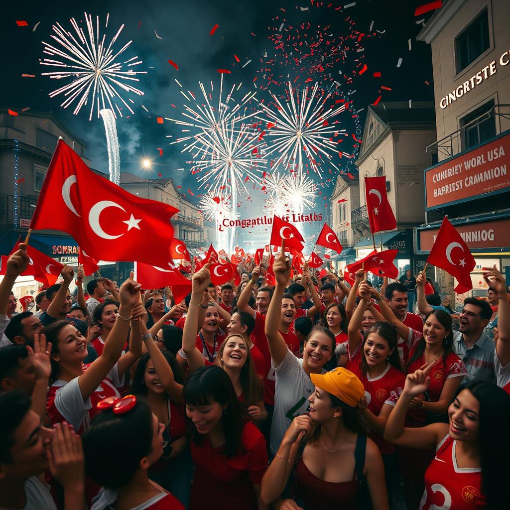 A celebratory scene in Turkey after winning the World Cup