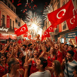 A celebratory scene in Turkey after winning the World Cup