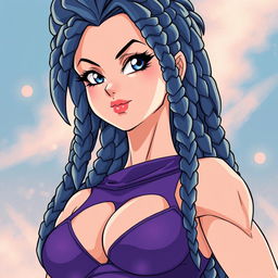 Create a 90's style anime image in the style of Toyotaro featuring a Saiyan woman