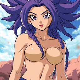 Create a 90's style anime image in the Toyotaro style featuring a Saiyan woman