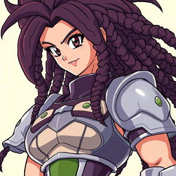 Create a 90's style anime image in the Toyotaro style featuring a Saiyan woman